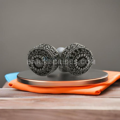 Fully Iced Micro Pave Black Rhodium Plated Cluster CZ Men Women Stud Earrings